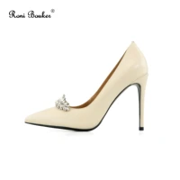 roni bouker new fashion luxury womens evening heels women diamond pumps woman genuine leather high heel shoes size 42 dropship