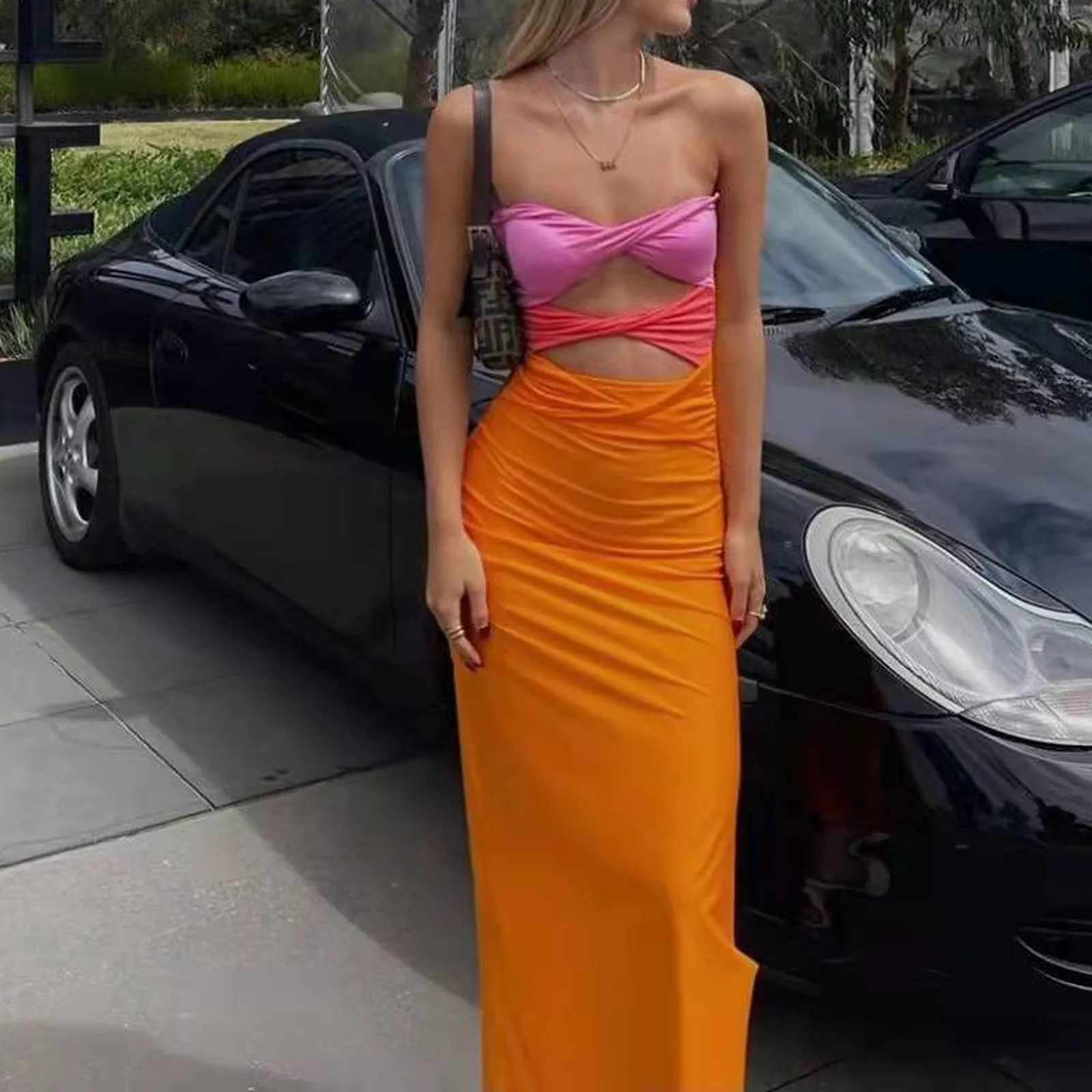 

Женское длинное Платье до колен, элегантное пляжное Платье без рукавов с открытыми плечами, лето 2022