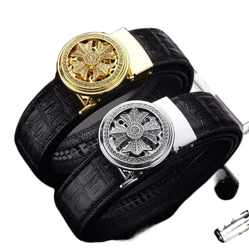 

Men 's Automatic Buckle Lucky Rotatable Belts Always Run Male Casual Luxury Design Diamond Business Office Belt Fashion New