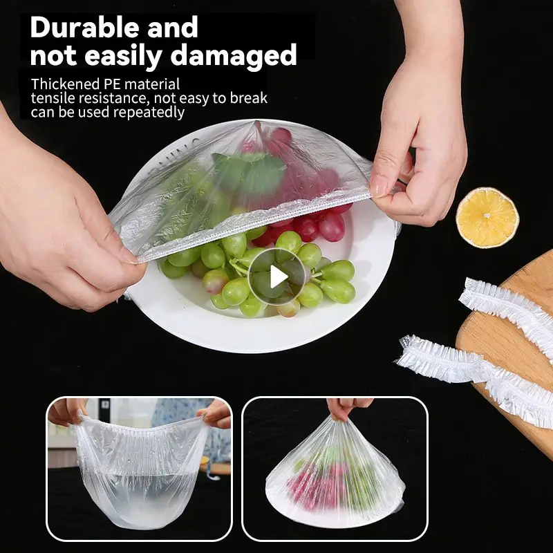 

100pcs Disposable Cling Film Cover Household Refrigerator Food Fruit Preservation Cover Dust-proof Plastic Fresh-keeping Cover