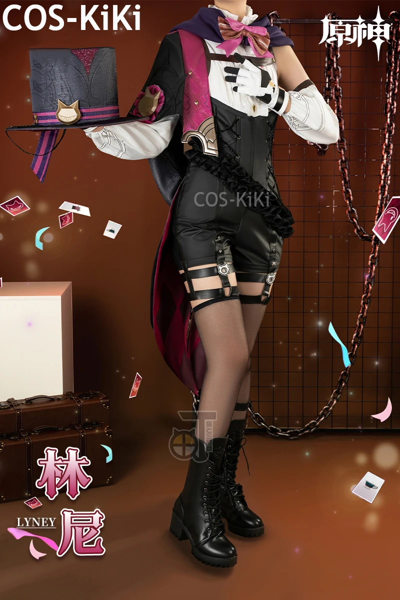 Костюм для косплея COS-KiKi Genshin Impact Lyney Magician великолепный красивый костюм на