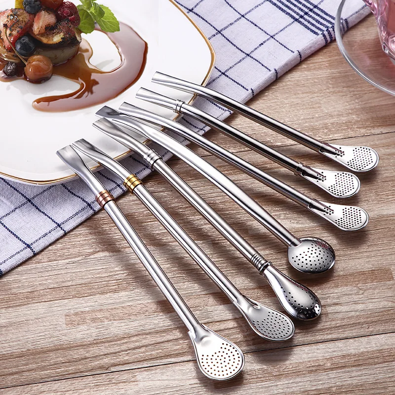 

Ложка из нержавеющей стали для питья, многоразовый фильтр для чая Yerba Mate, аксессуары для бара