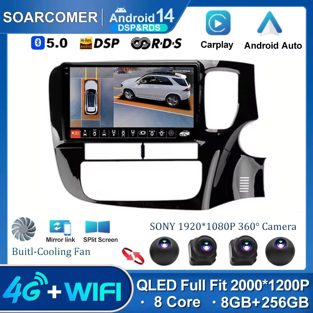 Android 14 для Mitsubishi Outlander 3 GF0W GG0W 2012-2018 RHD Carplay Автомобильный радиоприемник
