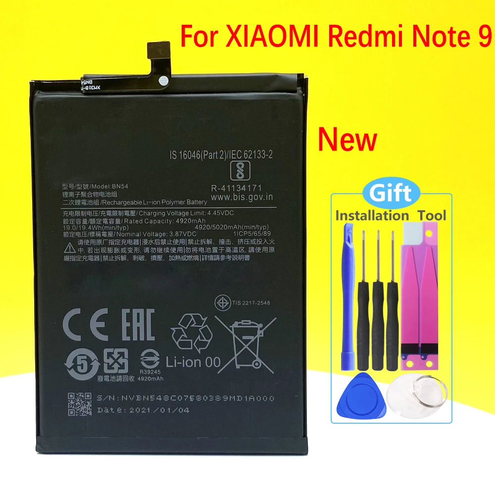 

NEW BN54 Battery For XIAOMI Redmi Note 9 Smartphone/Smart Mobile phone