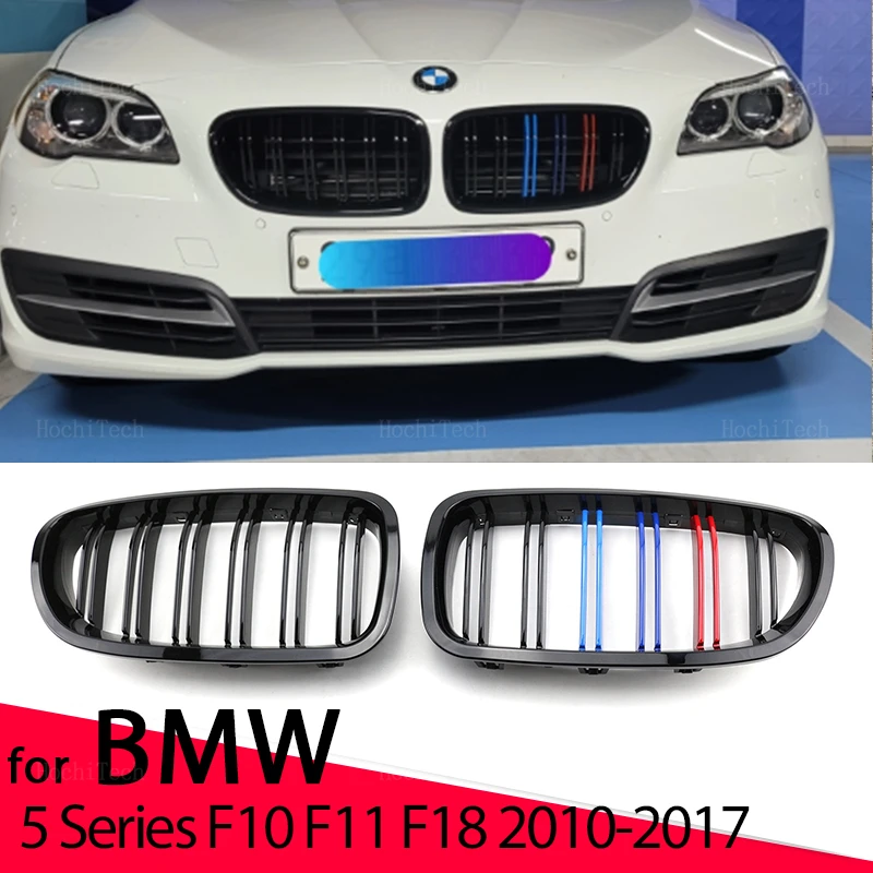 

New Look Car Grille Grill Front Kidney Glossy 2 Line Double Slat For BMW 5 Series F10 F11 F18 2010-2017 Dual Line Racing Grilles