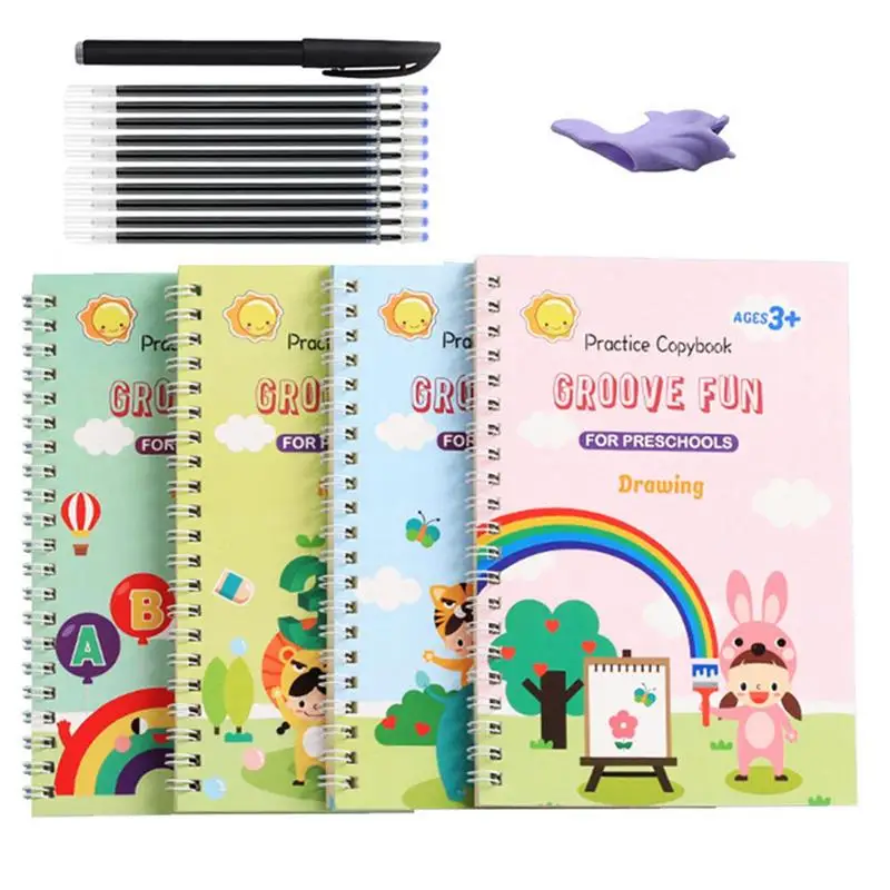 

Magic Writing Practice Book Reusable Handwriting Practice Book Children Magic Copybook For Kindergarten 4 Exercise Books With