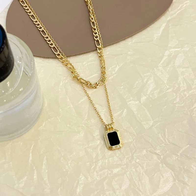 Современная бижутерия Двухслойное ожерелье-цепочка популярный дизайн золотой