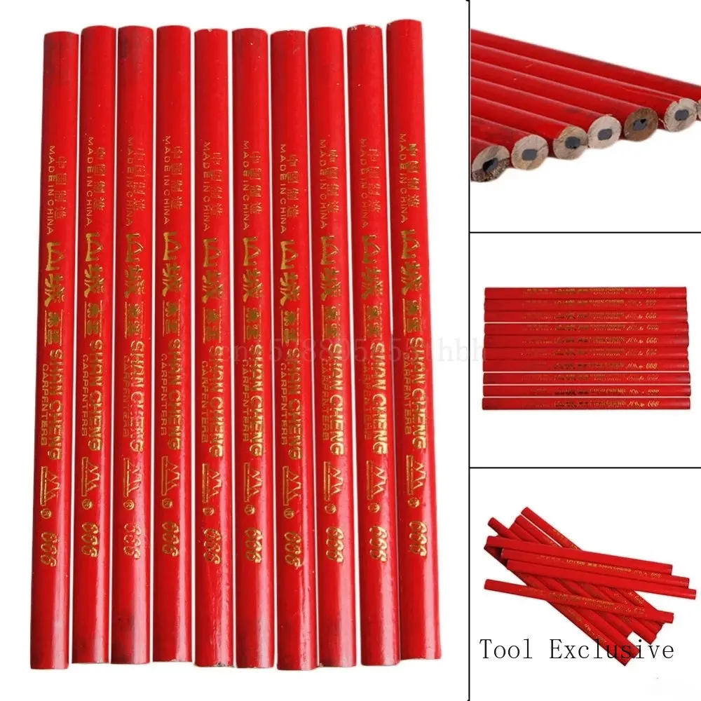 S Woodworking Pencil With Scale Black Lead Diy Builder Joiners Tool Blue Red Lead Stationery Marker Pencil
