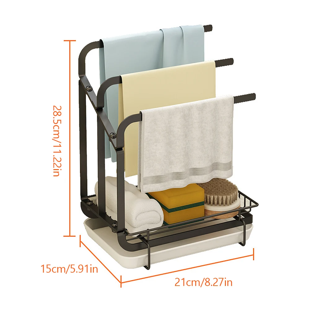 

Bathroom Towel Rack Shelf Kitchen Sink Dishcloth Sponge Holder Universal Stainless Steel Drain Storage Organizer