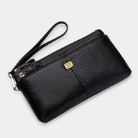 ellovado fashion genuine leather wallet multiple zippers business purse women all match clutch bag phone cardholder coin bag