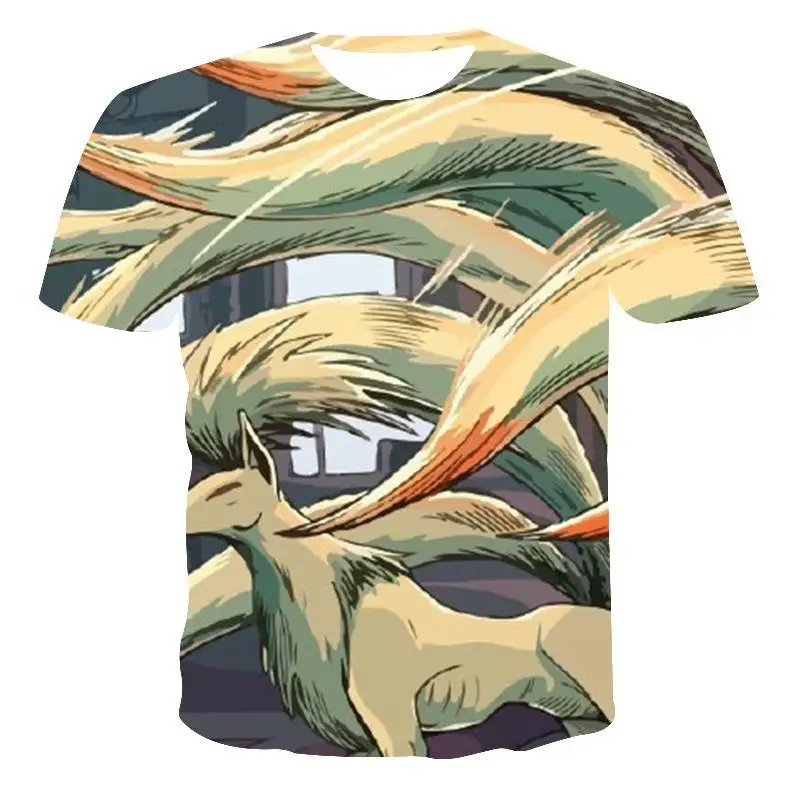 

New T-Shirt Male High Quality Men'S T-Shirt Ladies Short-Sleeved Fox Abstract Oil Painting 3d Printing Men'S T-Shirt Fashion