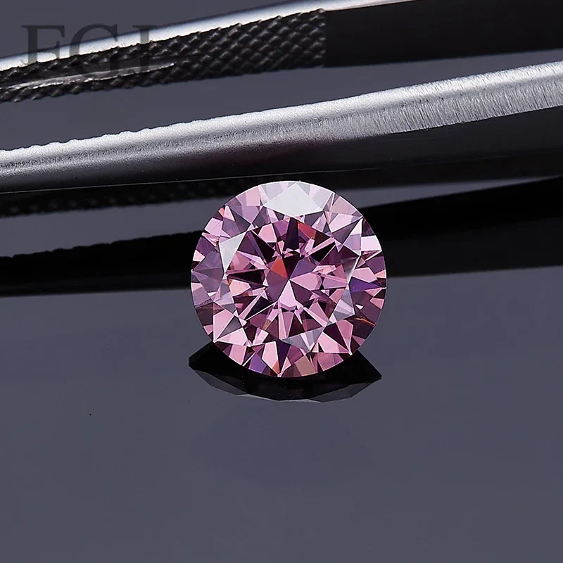 FGJ Сакура Розовый 0 5-3 карата Настоящее свободное покрытие из муассанита Круглая