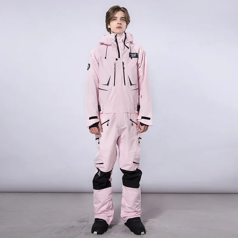 Зимний мужской слитный комбинезон для сноуборда с капюшоном мужчин и женщин