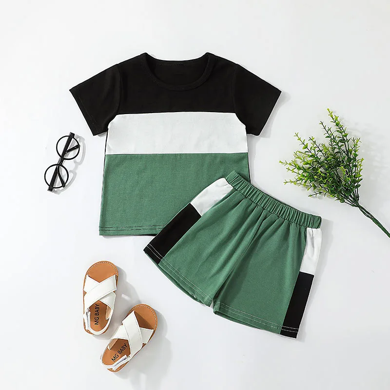 

Комплект летней одежды для мальчиков, с коротким рукавом и круглым вырезом