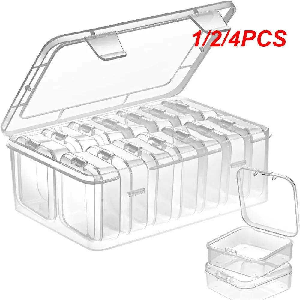 

1/2/4PCS Plastic Clear Storage Box Organizer Small Storage Case Containers Toy Ring Jewelry Organizer Makeup Case Craft