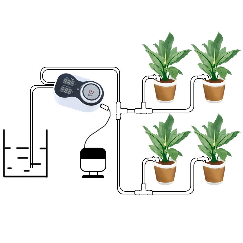 

2021 New Smart Drip System Automatic Timer Watering Device Garden Water Pump Controller for Potted Plant Flower