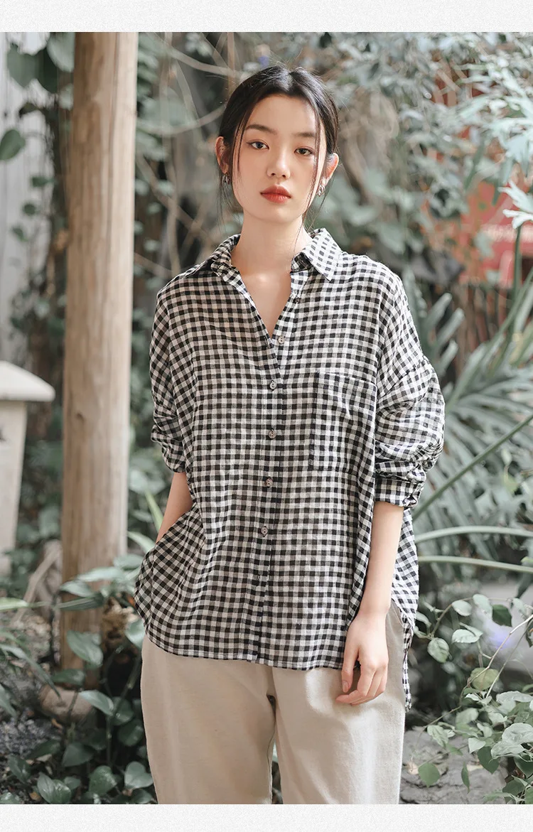 Женская рубашка Embellike клетчатая oversize из полиэстера