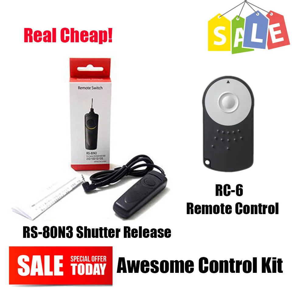

RS-80N3 Shutter Release+RC-6 Selfie Infrared Wireless Remote Control for Canon EOS 5D Mark II III 5D2 5D3 5DII 7D 7D2 5Ds R 6D