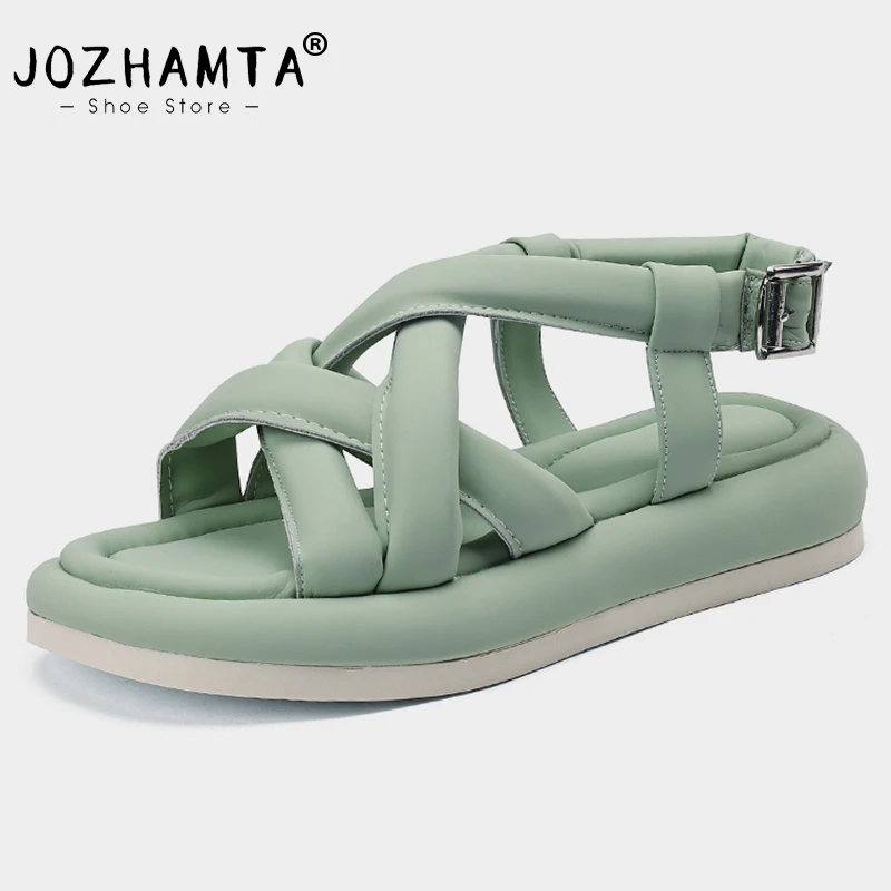 

JOZHAMTA Size 33-40 Women Sandals Lightweight Wedges Rome Platform Shoes For Women 2023 Buckle Strap Low Heel Sandalias Casual