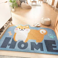 Entrance Rug Cartoon Oval Small Floor Mat PVC Absorbent Non-Slip Bottom Dust Removal Washable Scraping Carpet