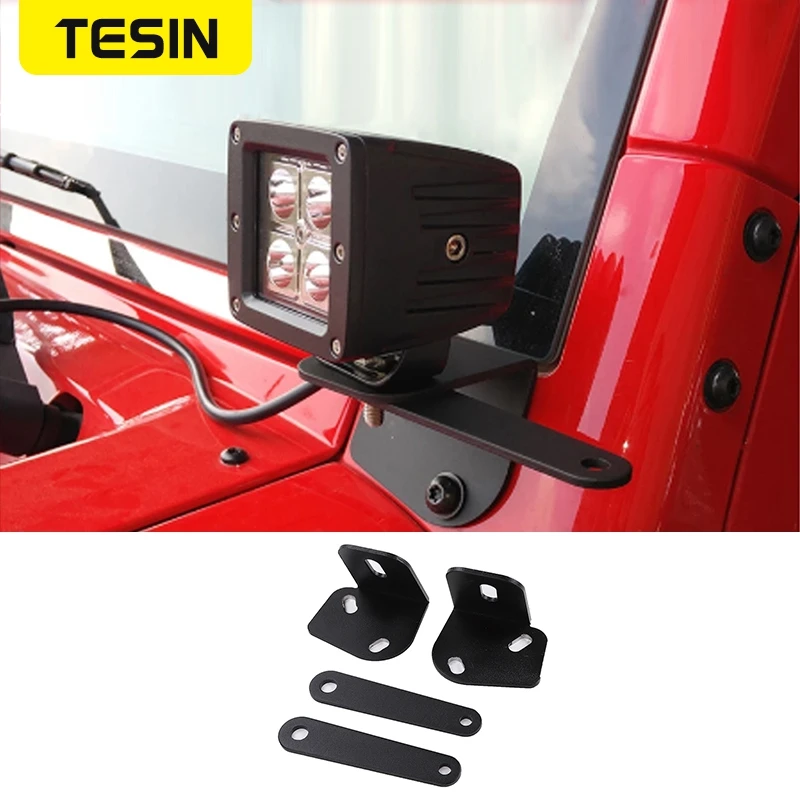 

TESIN Car LED Work Light A Pillar Light Brackets Holder for Jeep Wrangler JK JKU TJ 1997-2017 Rubicon& Sports Sahara Accessories