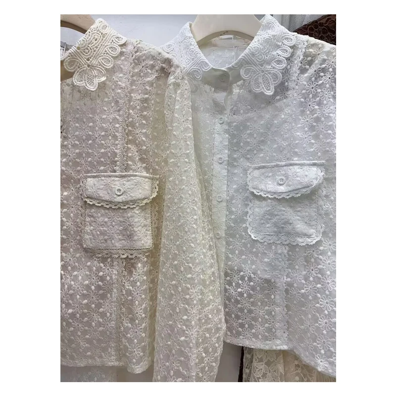 Neploe винтажная темпераментная кружевная рубашка с вышивкой весна-осень 2022
