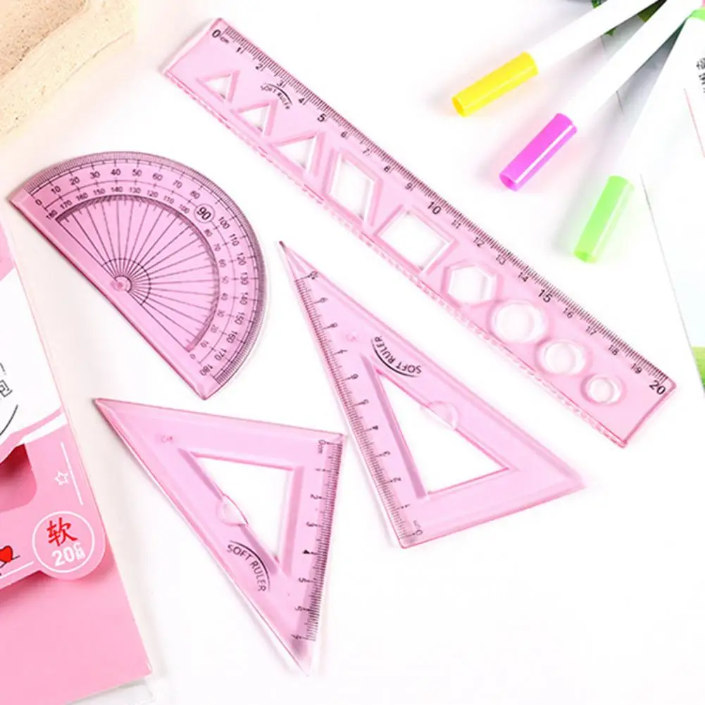 

1 Set Student Ruler Set Plastic Geometry Ruler Set Protractor Useful Drawing Math Geometry Tool Set School Stationery