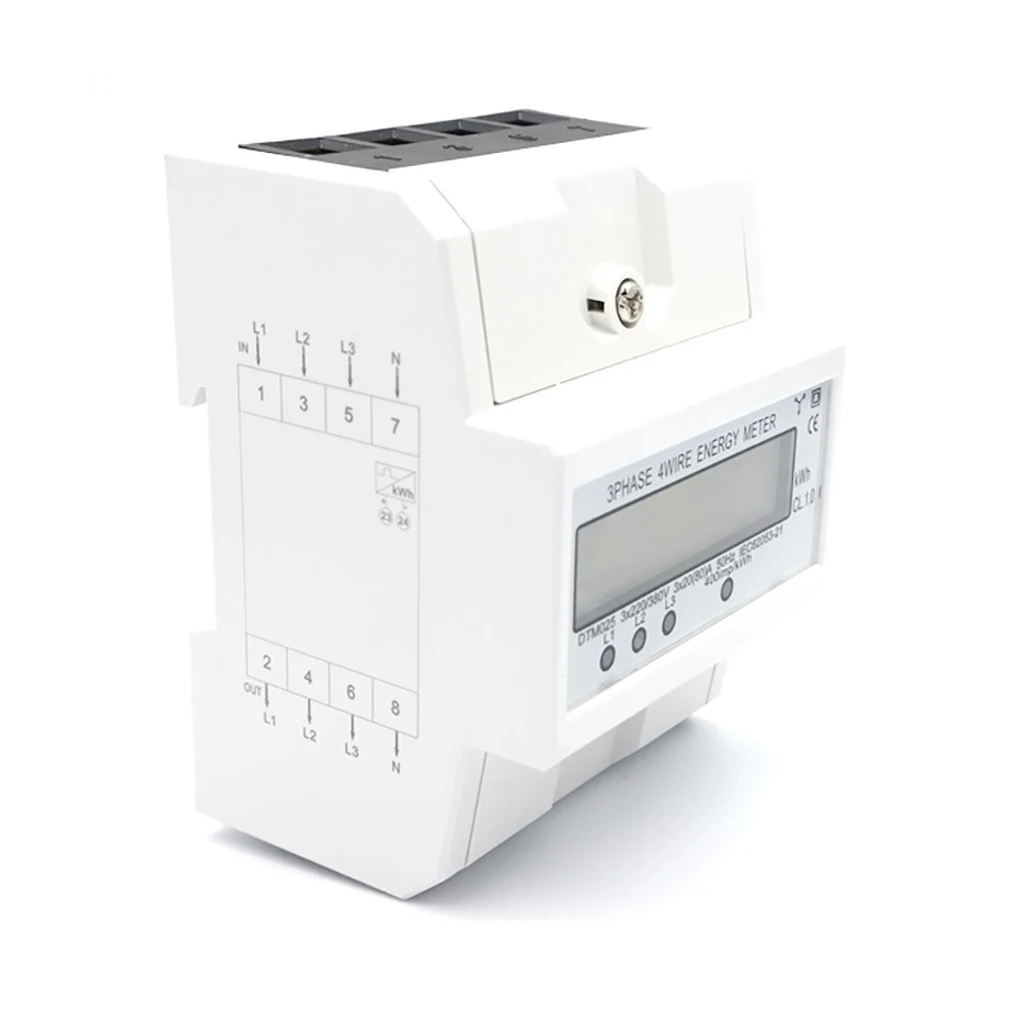 

Electric Meter 3 Phase 4 Wire 5-80A House Factory DIN Rail Watt Meters
