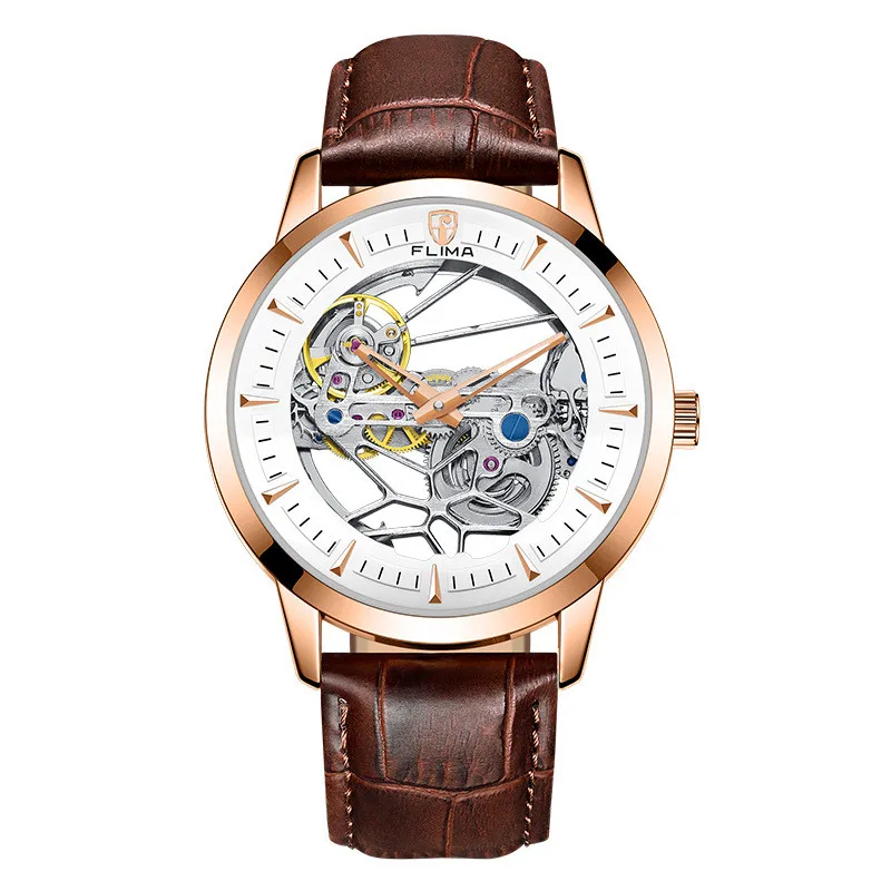 

New Luxury Brand Men's Automatic Hollow Out Mechanical Watch Perspective Waterproof High-grade Wrist Watch