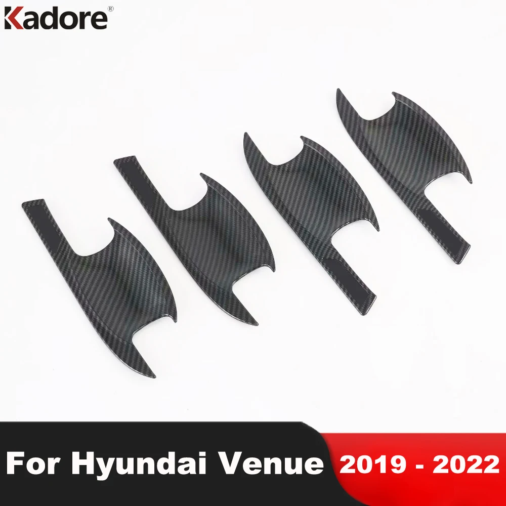 

Для Hyundai Venue 2019 2020 2021 2022 углеродное волокно боковая дверная ручка Чаша Крышка отделка Декоративные наклейки аксессуары для стайлинга автомо...