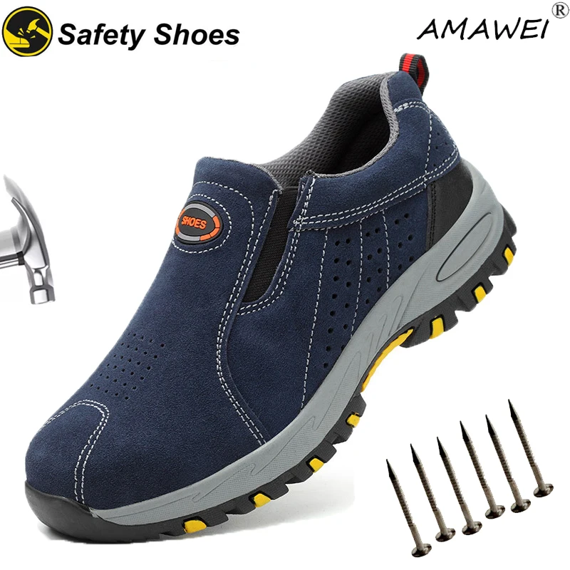

AMAWEI Steel Toe Work Sneaker Men Women Safety Shoes Work Safety Boots Puncture Proof Working Shoes Man Welder Boots