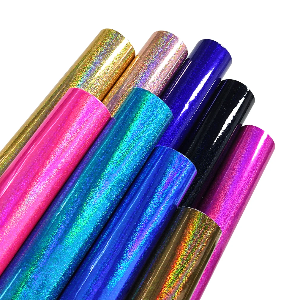 

XHT-305 Sparkle Glossy Shiny PU Holographic Synthetic Leather Cotton Backing For making Ladies Bag/hairbows/Mat