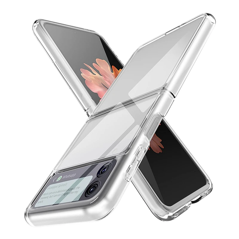 

3 5G Transparent Case Designed for Samsung Galaxy Z Flip 3 Capa Anti-fall Shell Back Cover Bumper on Galaxy Z flip3 Fundas