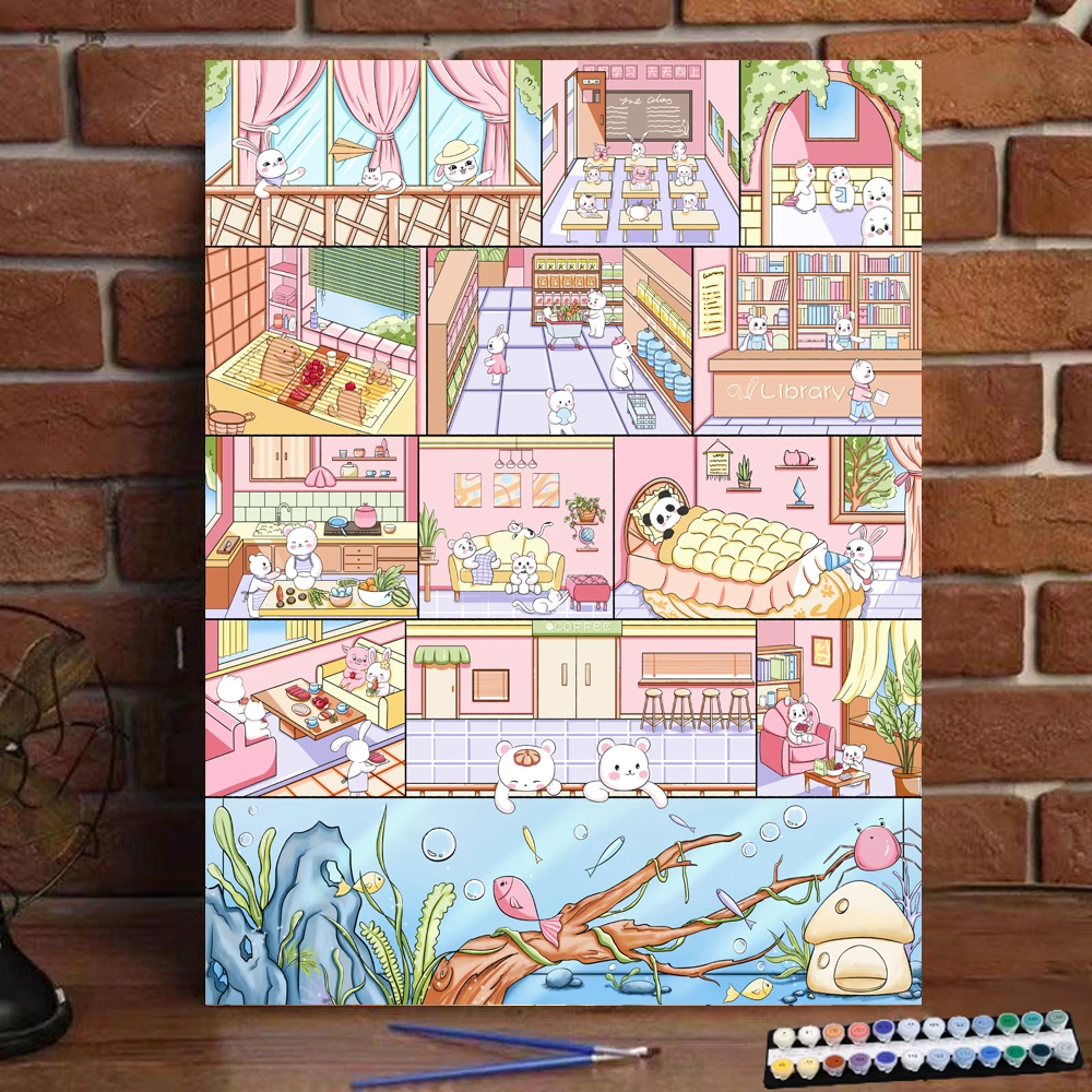 Цифровая живопись Мультяшные животные зал жизни искусство культура цифровая