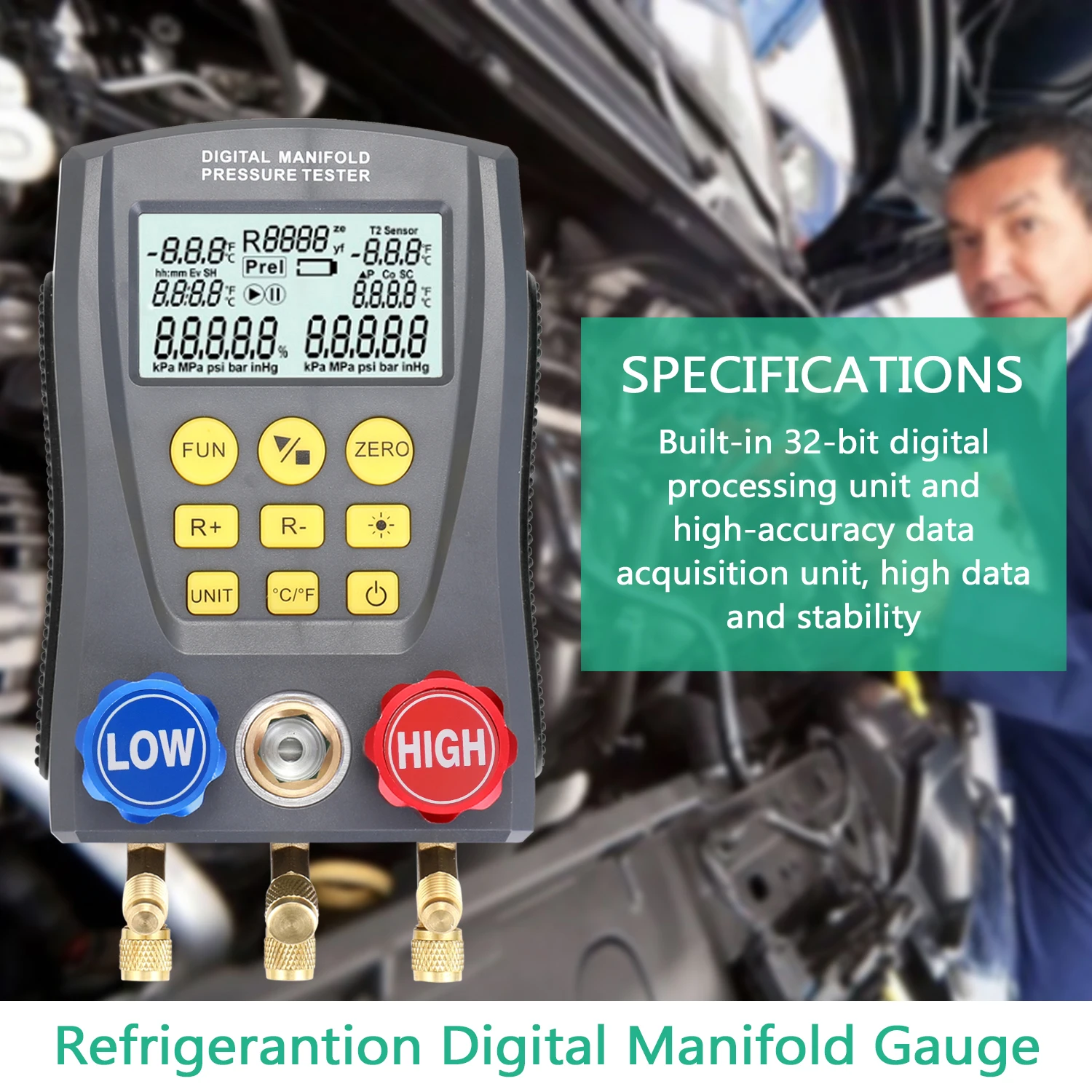 

Manifold gauge Air Conditioner Refrigerant Leak Manifold HVAC Vacuum Pressure Temperature Tester Digital Manifold Gauge Meter
