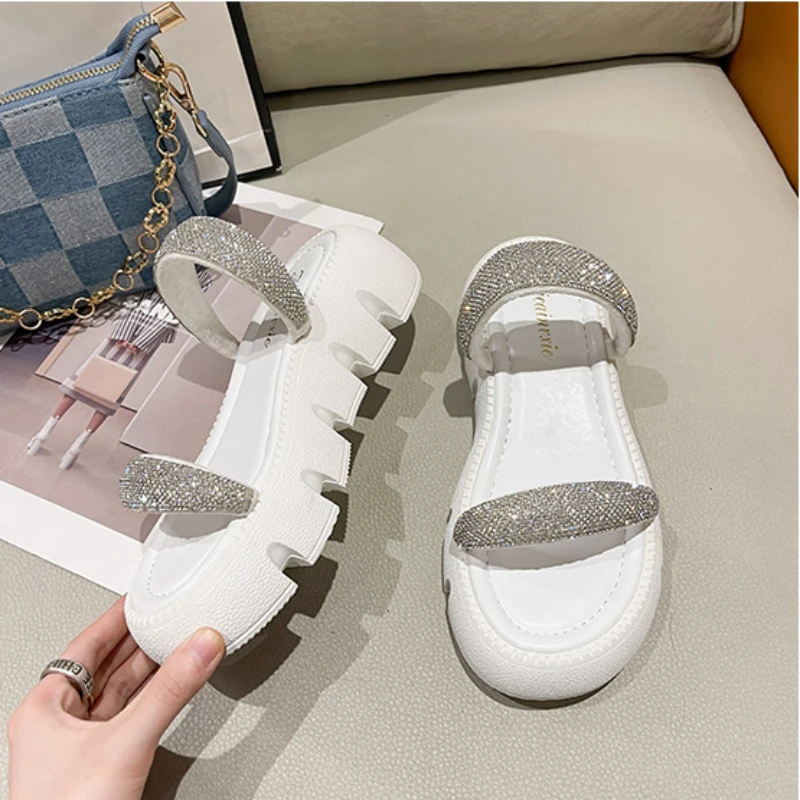 2023 Summer Women Platform Slippers New Fashion Crystal Sandals Heels Shoes Ladies Party  Shoes Slides Sandals Designer Sandals