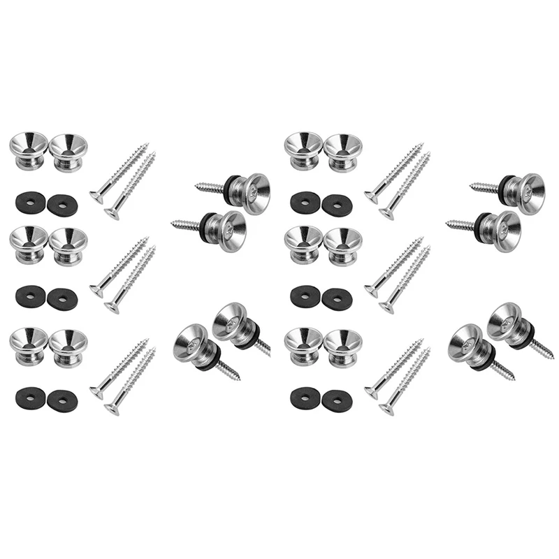 

20Pcs Metal Strap Buttons End Pins With Mounting Screws For Electric Acoustic Guitar, Bass,Ukulele