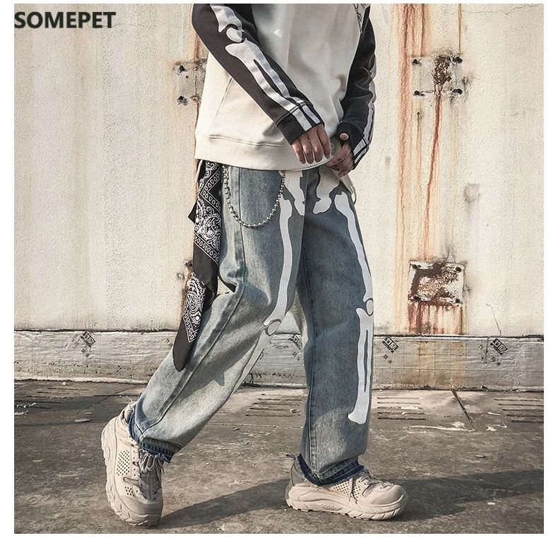 Джинсы мужские оверсайз с высокой талией брюки из денима брюки-султанки в стиле