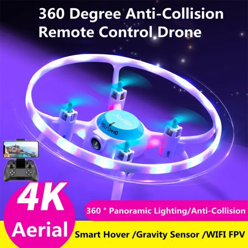 

4K aerial FPV WiFi 360 ° panoramic lighting/anti-collision remote control drone 100m gravity sensor smart hover RC quadcopter to