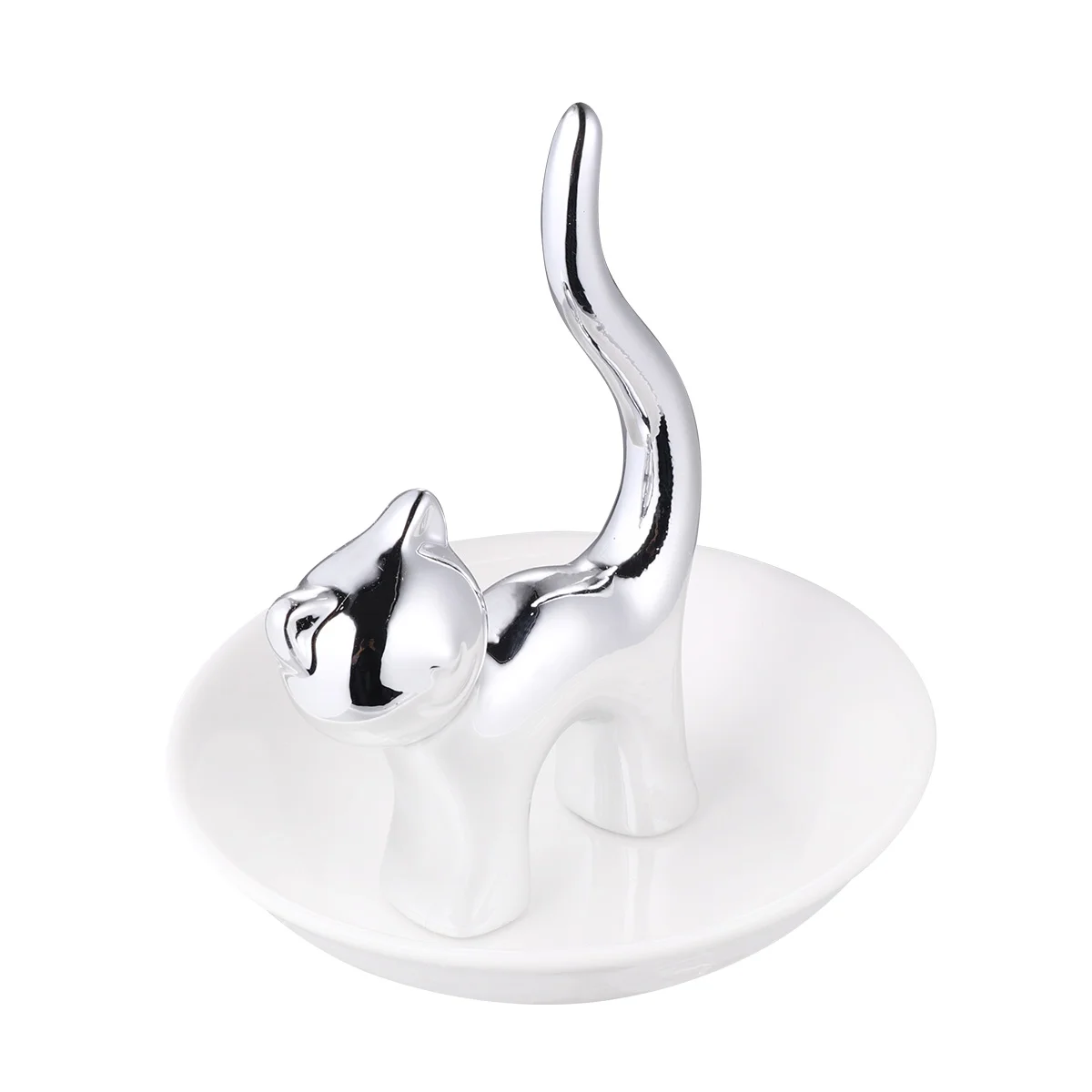 

1pc Cat Holder Trinket Tray Cat Earring Holder Entryway Key Holder Plate Ceramic Trinket Dish