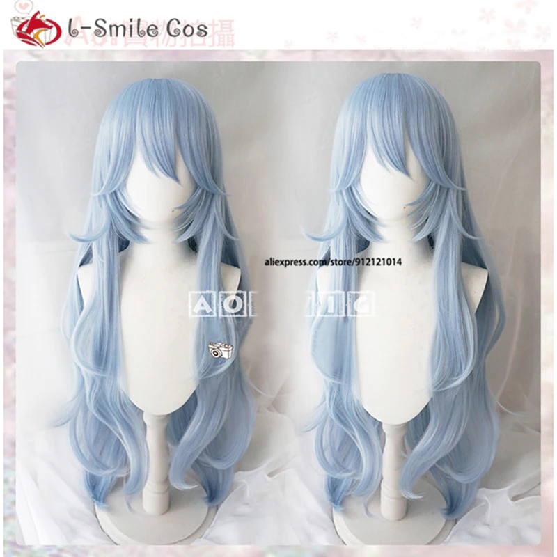 

EVA Ayanami Rei cosplay Wig Long Light Blue Curly Wavy Heat Resistant Hair hollaween Christmas party Wig + free wig Cap