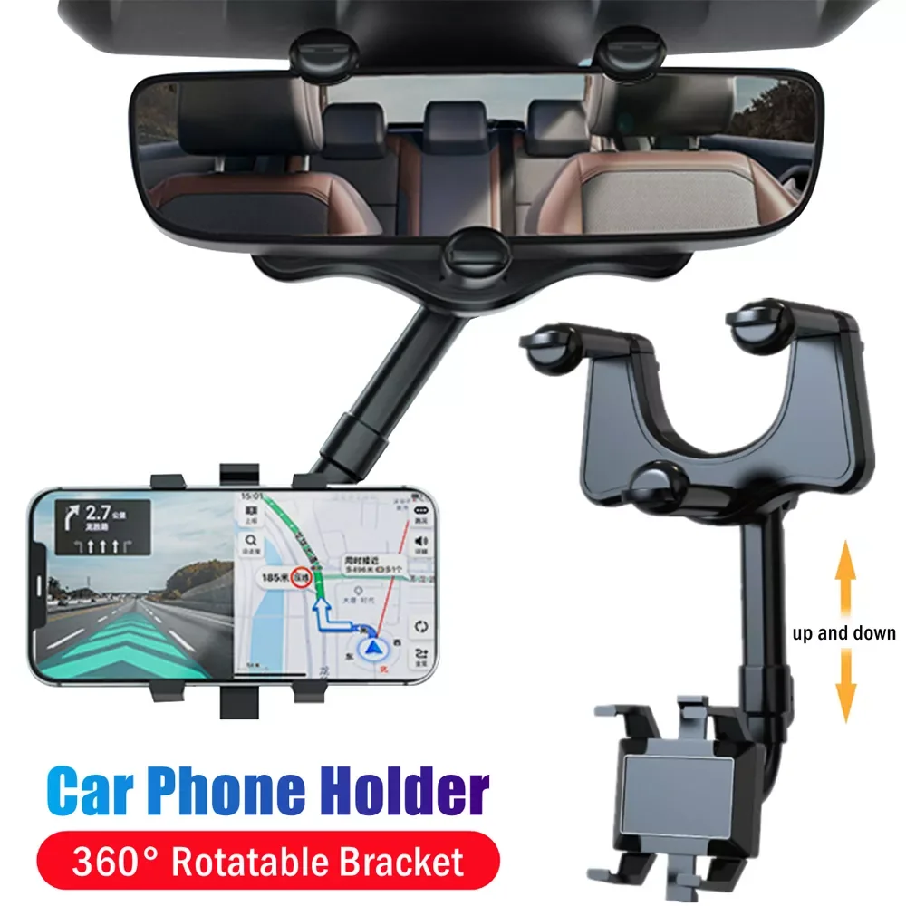 

Telephone Car Holder 360 Degree Rotating Stand Rearview Mirror GPS Navigation Auto Phone Support Multifunctional Phone Holder