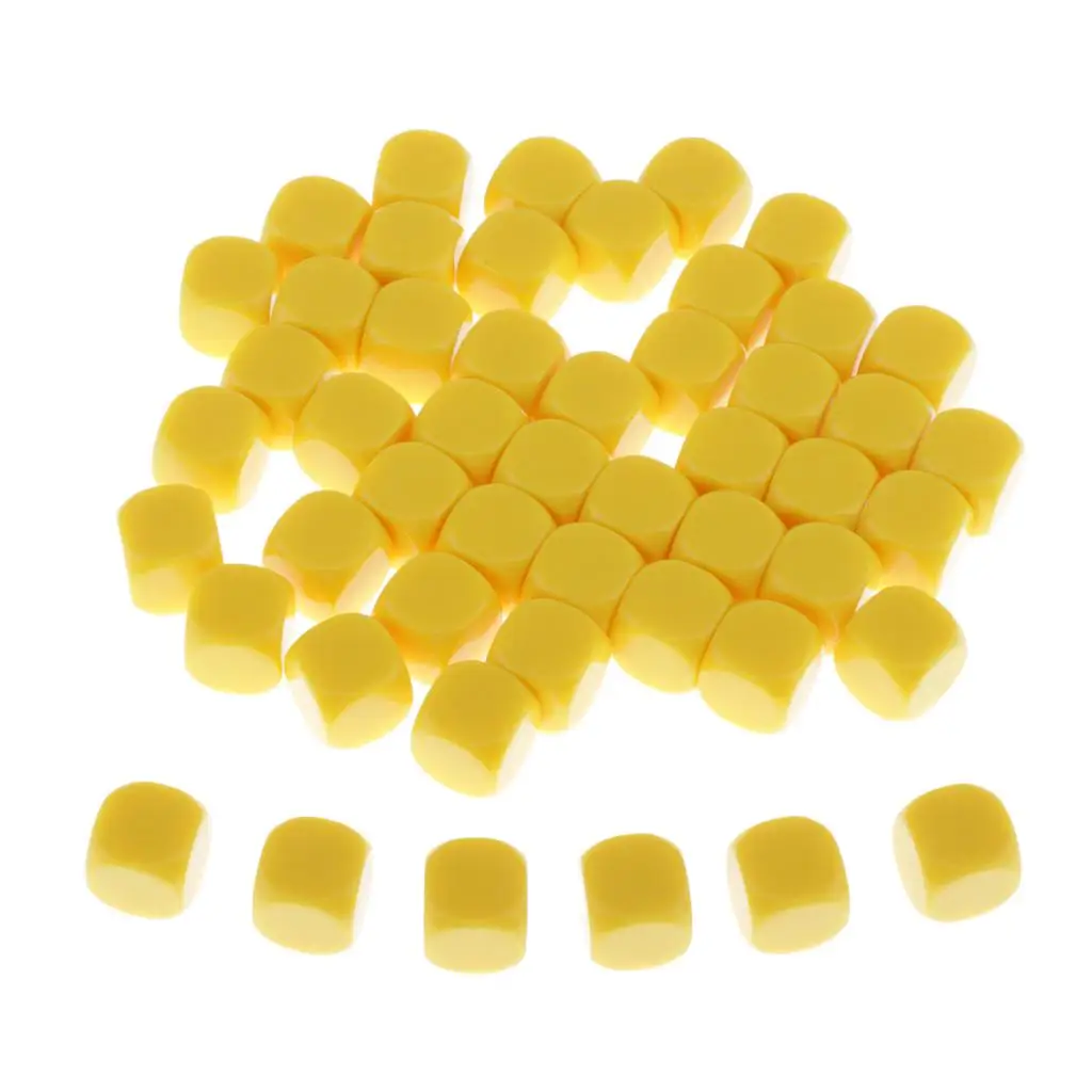 

50x круглые края пустые кубики D6 D & D для ролевых игр Dice Yellow