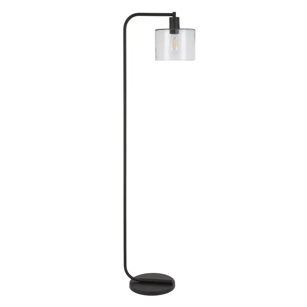 

Evelyn&Zoe Mid-Century Modern Metal Floor Lamp with Seeded Glass Shade
