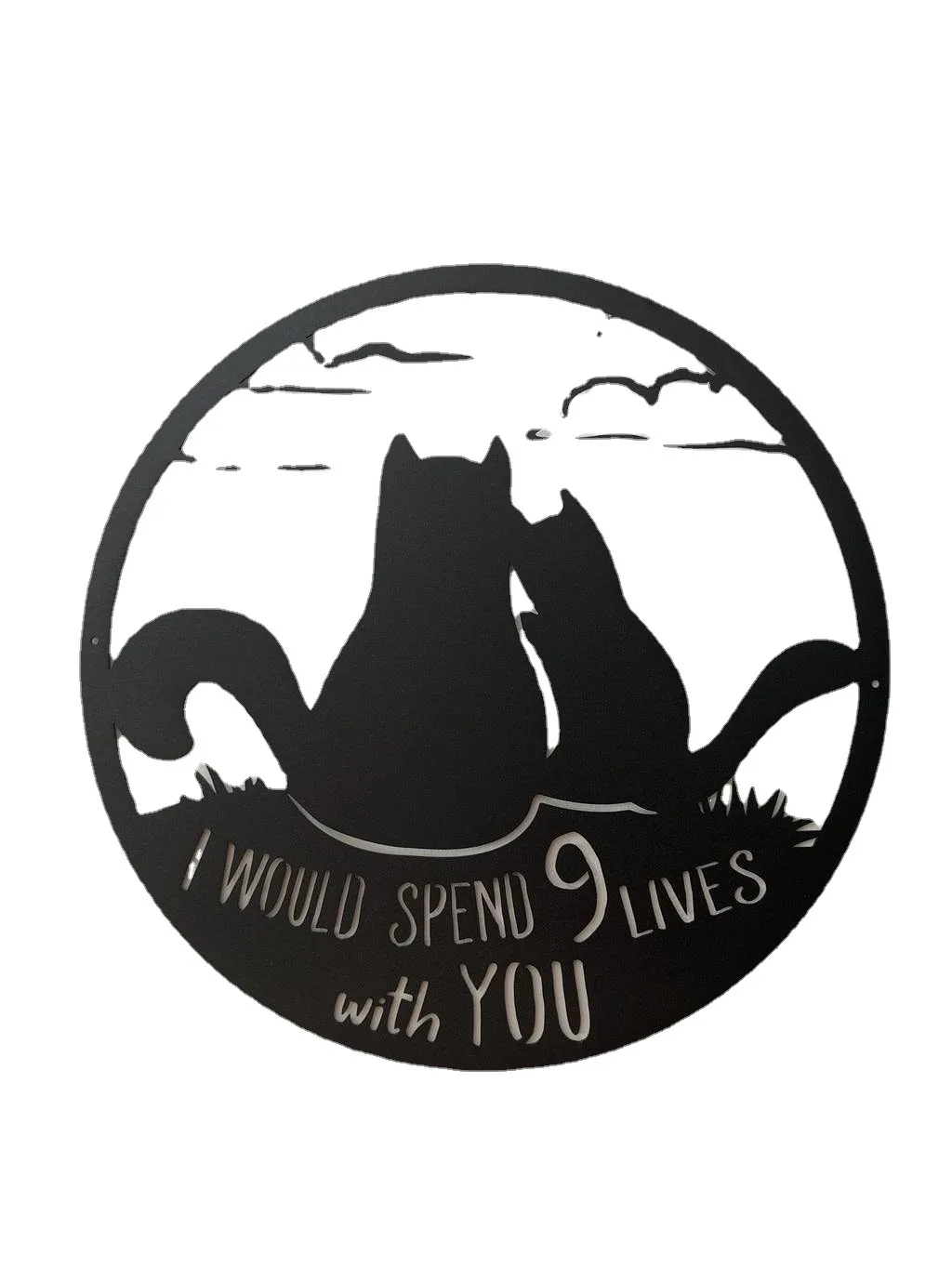 

Living with your cat logo metal wall art indoor home decoration arts and crafts