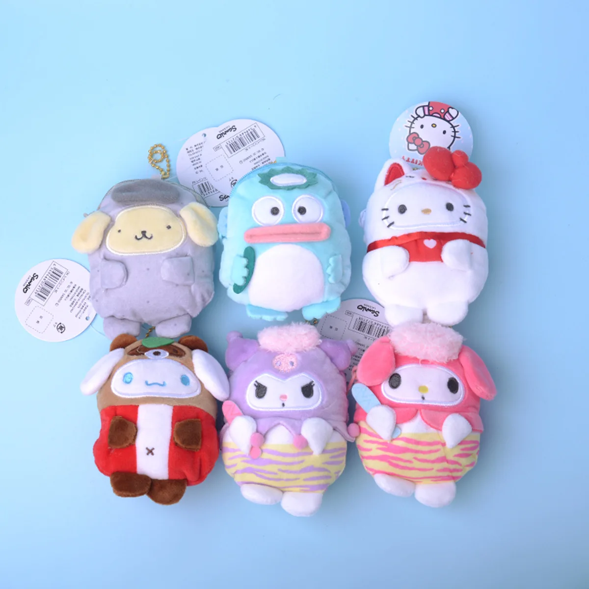 

9Cm Cartoon Snarios My Melody Cinnamoroll Hellokittys Kuromi Purin Handyodon Kawaii Cute Plush Doll Coin Purse Keychain Pendant
