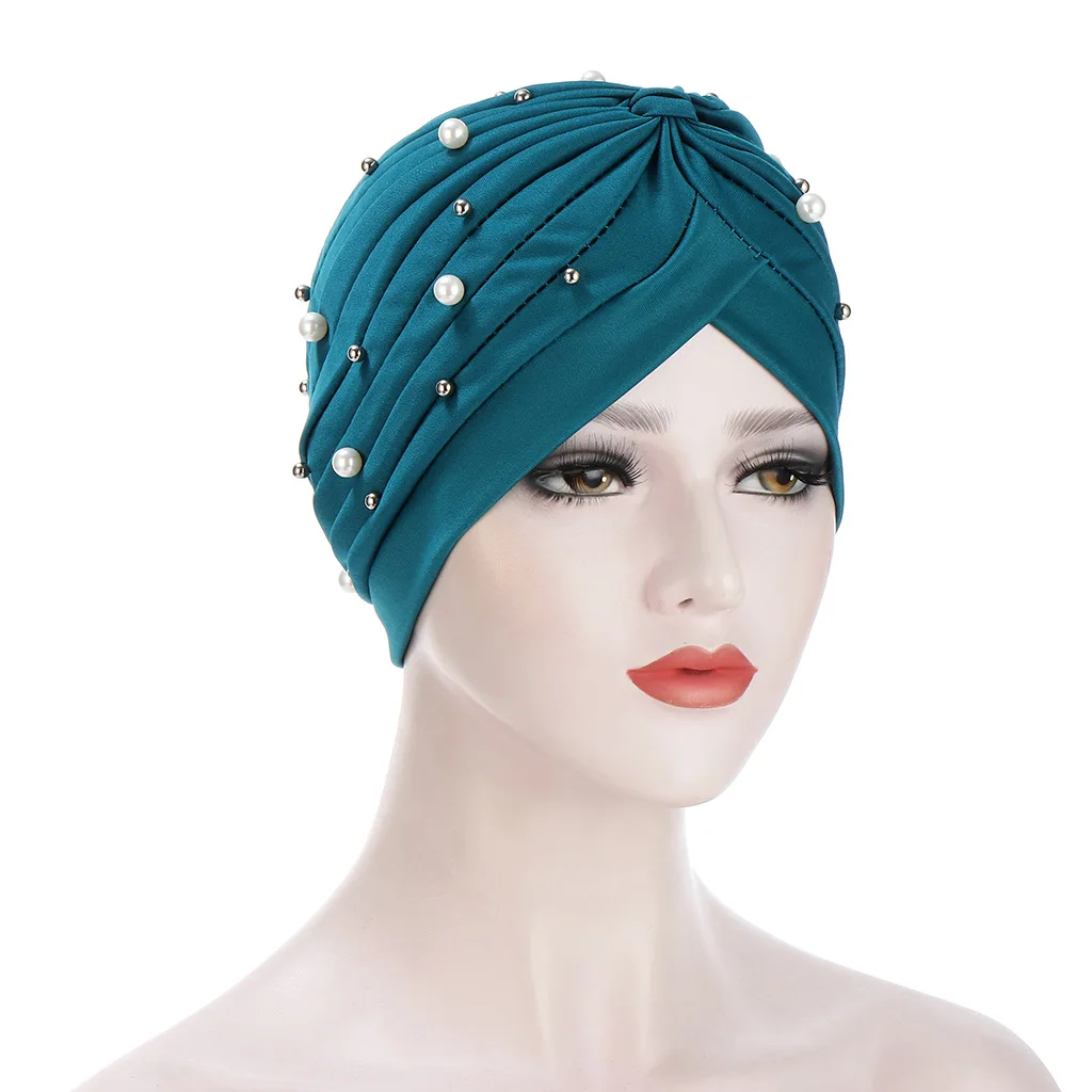 

Fashion muslim women's Polyester turban hijab beading headscarf caps female wrap head scarves islamic head scarf turbante mujer