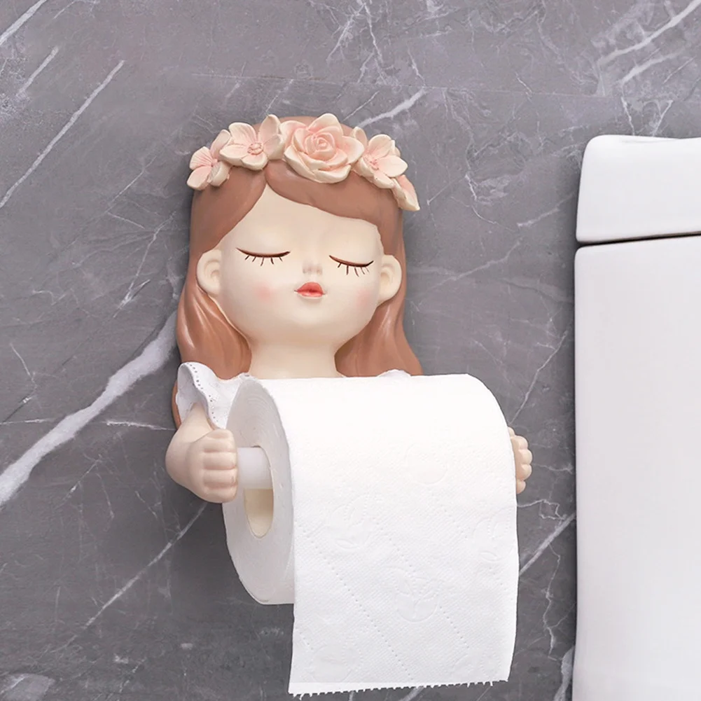 

Ins Fairy Tissue Holder Long Hair Fairy Long Hair Lovely Girl Toilet Tissue Holder Bathroom Light Luxury Decoration Accessories