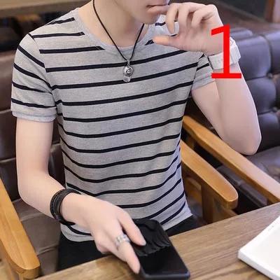 

Мужская хлопковая футболка с коротким рукавом, приталенная рубашка-поло с лацканами, Корейская версия, лето 2022