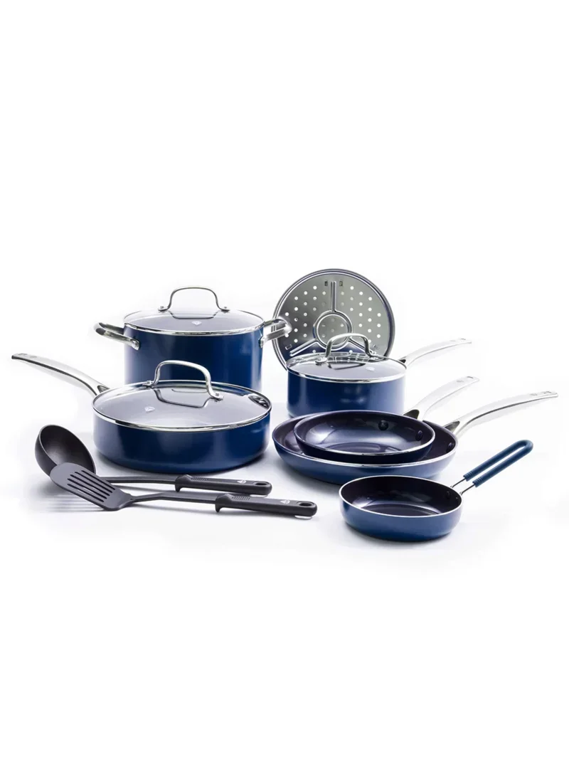 

Керамические антипригарные кастрюли и сковородки Blue Diamond из 12 предметов, набор посуды, можно мыть в посудомоечной машине